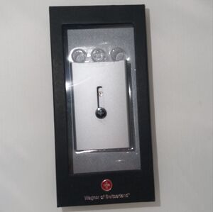 NIB Wagner Super Slim Wallet Silver Locking Quick Access Durable w/ Storage Box